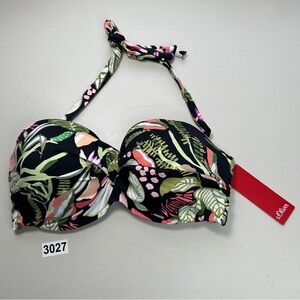 S. Oliver Black Floral 36DD Bikini Top